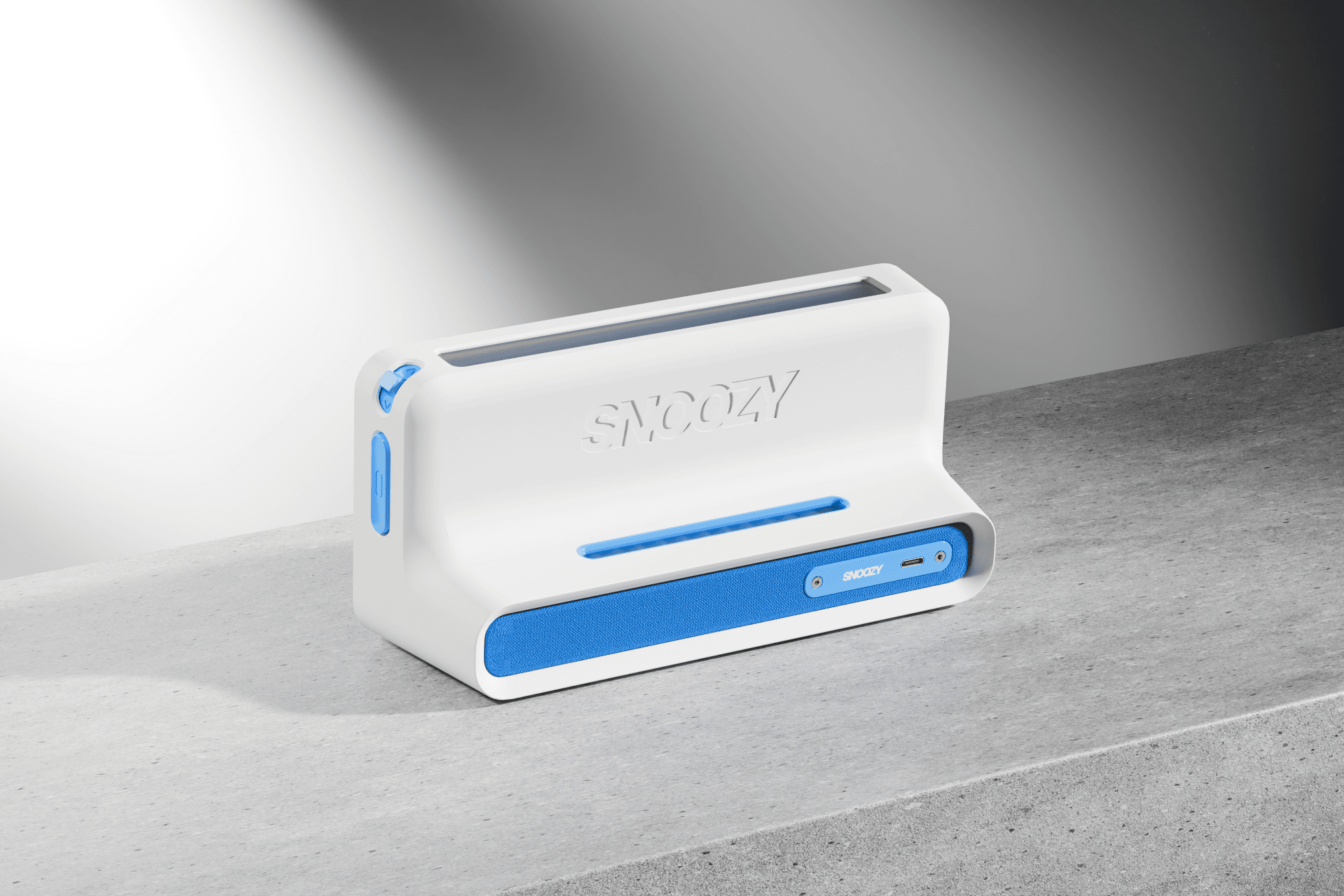 Snoozy device on a concrete surface